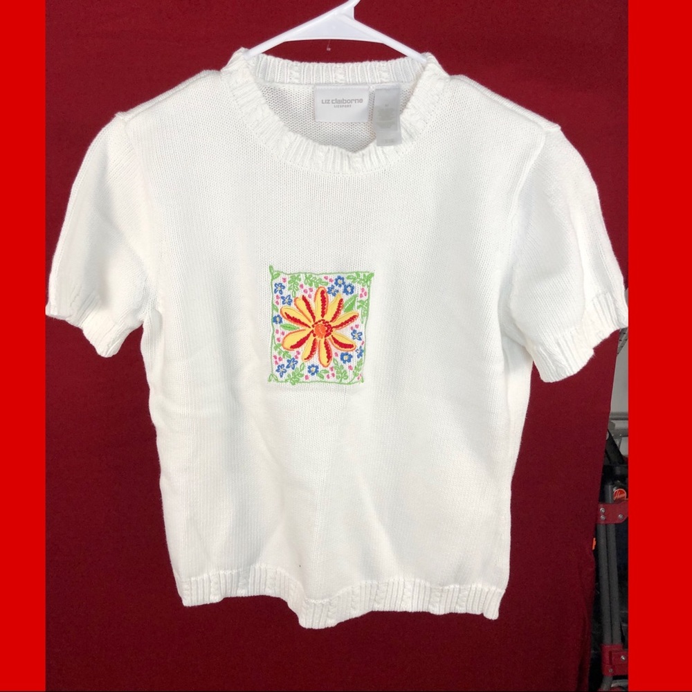 Liz Claiborne floral print 100% cotton sweater